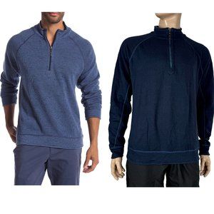 Tommy Bahama Flipshot Reversible Half Zip Pullover $100 Blue/Navy